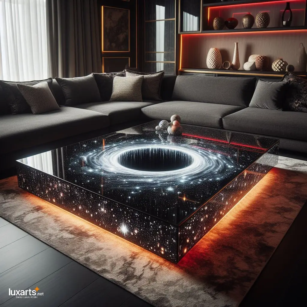 Dark Elegance: Black Hole Epoxy Coffee Table for Galactic Charm luxarts black hole coffee table 9