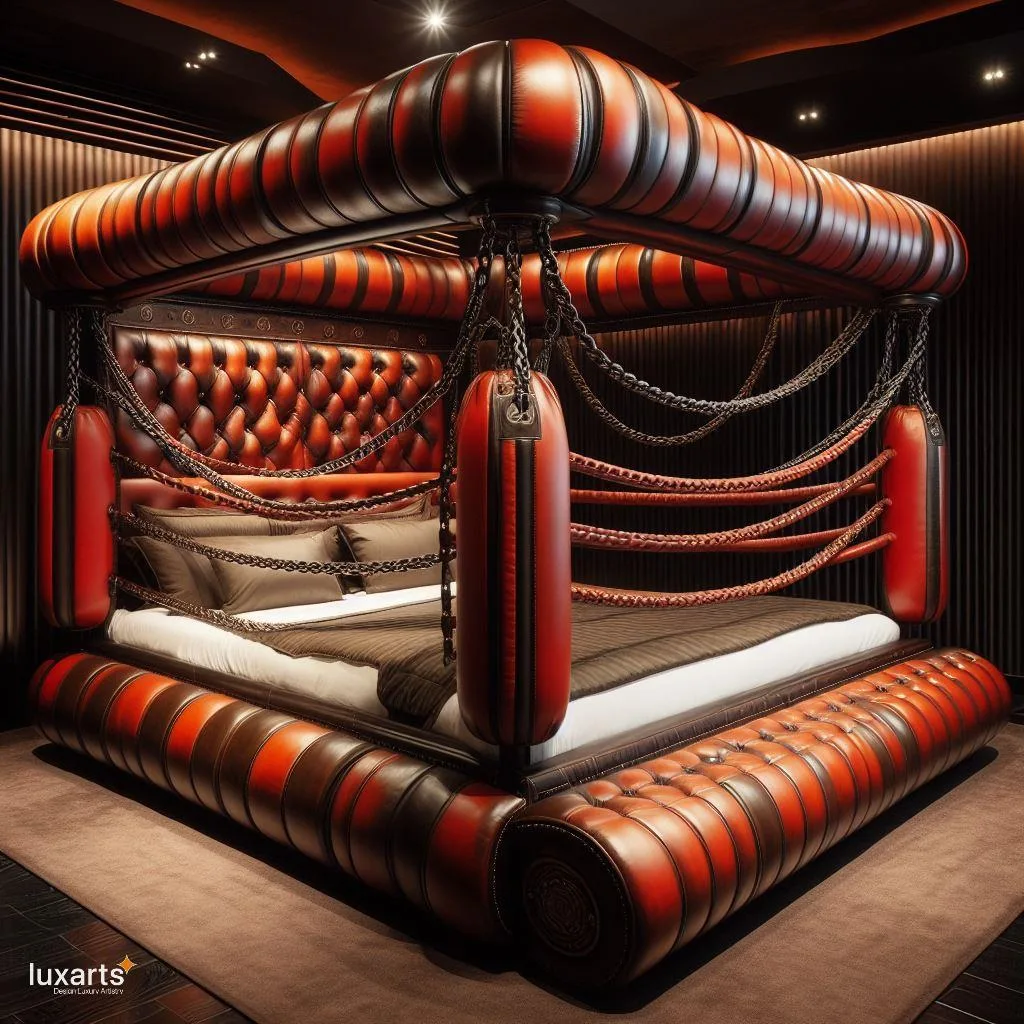 Knock Out Comfort: Boxing Ring-Inspired Bed for Athletes and Enthusiasts luxarts boxing ring inspired bed 0 jpg