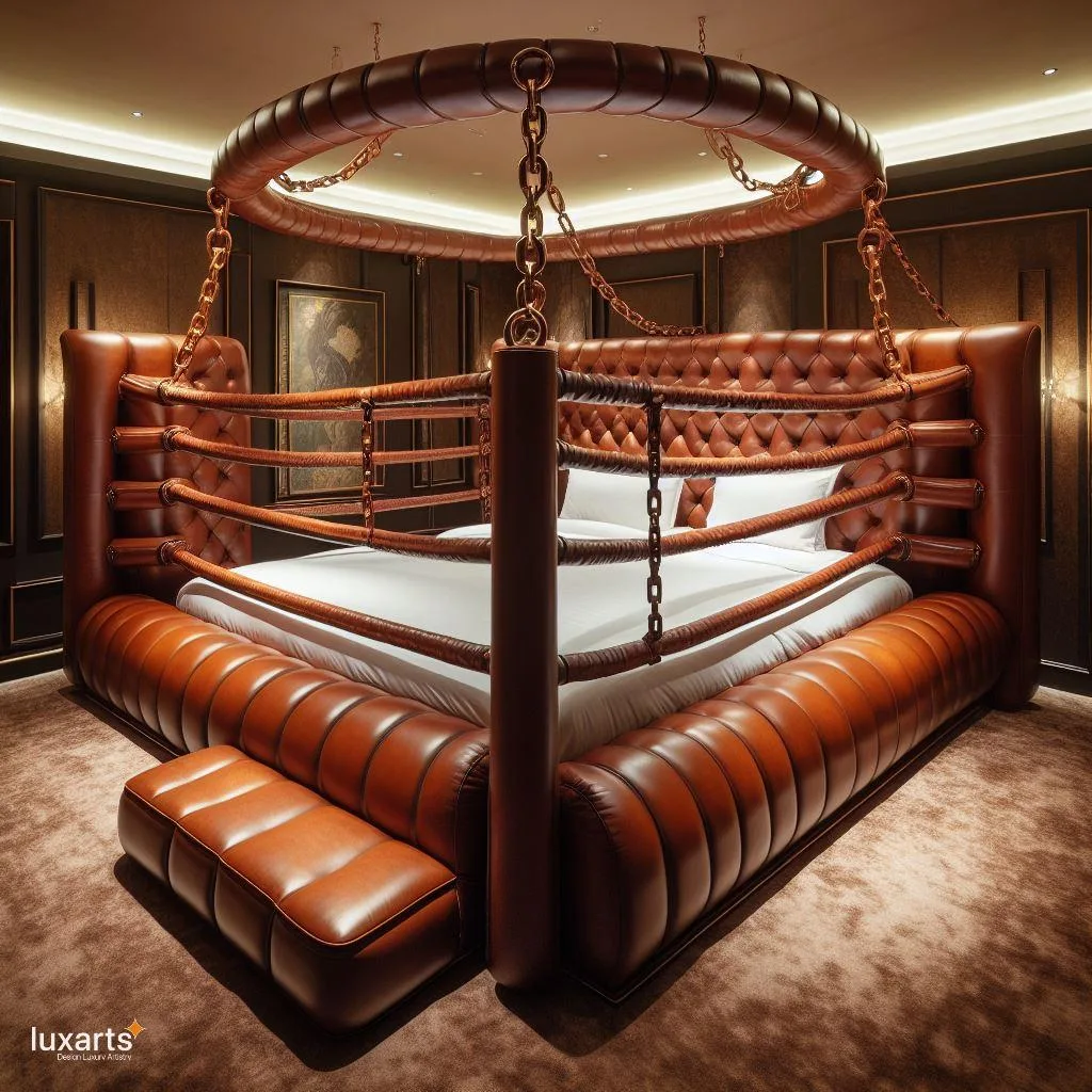 Knock Out Comfort: Boxing Ring-Inspired Bed for Athletes and Enthusiasts luxarts boxing ring inspired bed 1 jpg