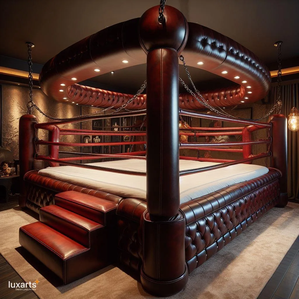 Knock Out Comfort: Boxing Ring-Inspired Bed for Athletes and Enthusiasts luxarts boxing ring inspired bed 10 jpg