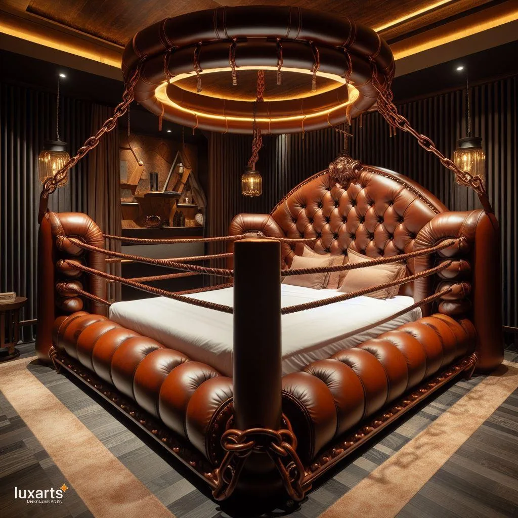 Knock Out Comfort: Boxing Ring-Inspired Bed for Athletes and Enthusiasts luxarts boxing ring inspired bed 3 jpg