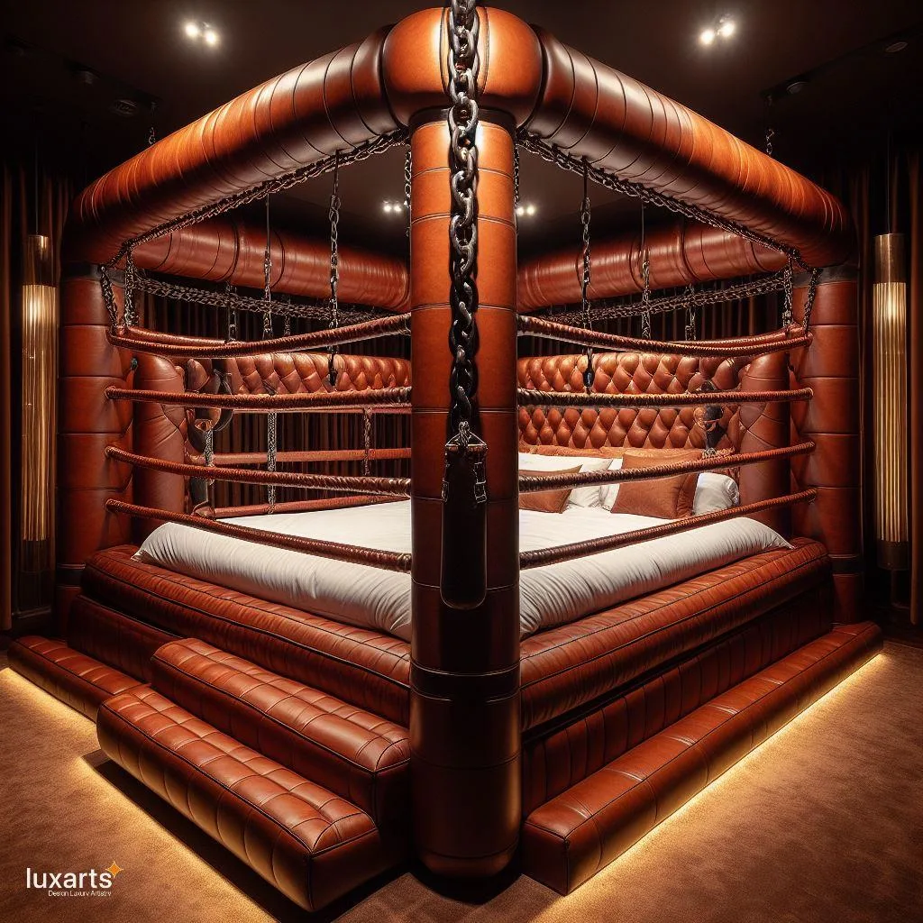 Knock Out Comfort: Boxing Ring-Inspired Bed for Athletes and Enthusiasts luxarts boxing ring inspired bed 5 jpg