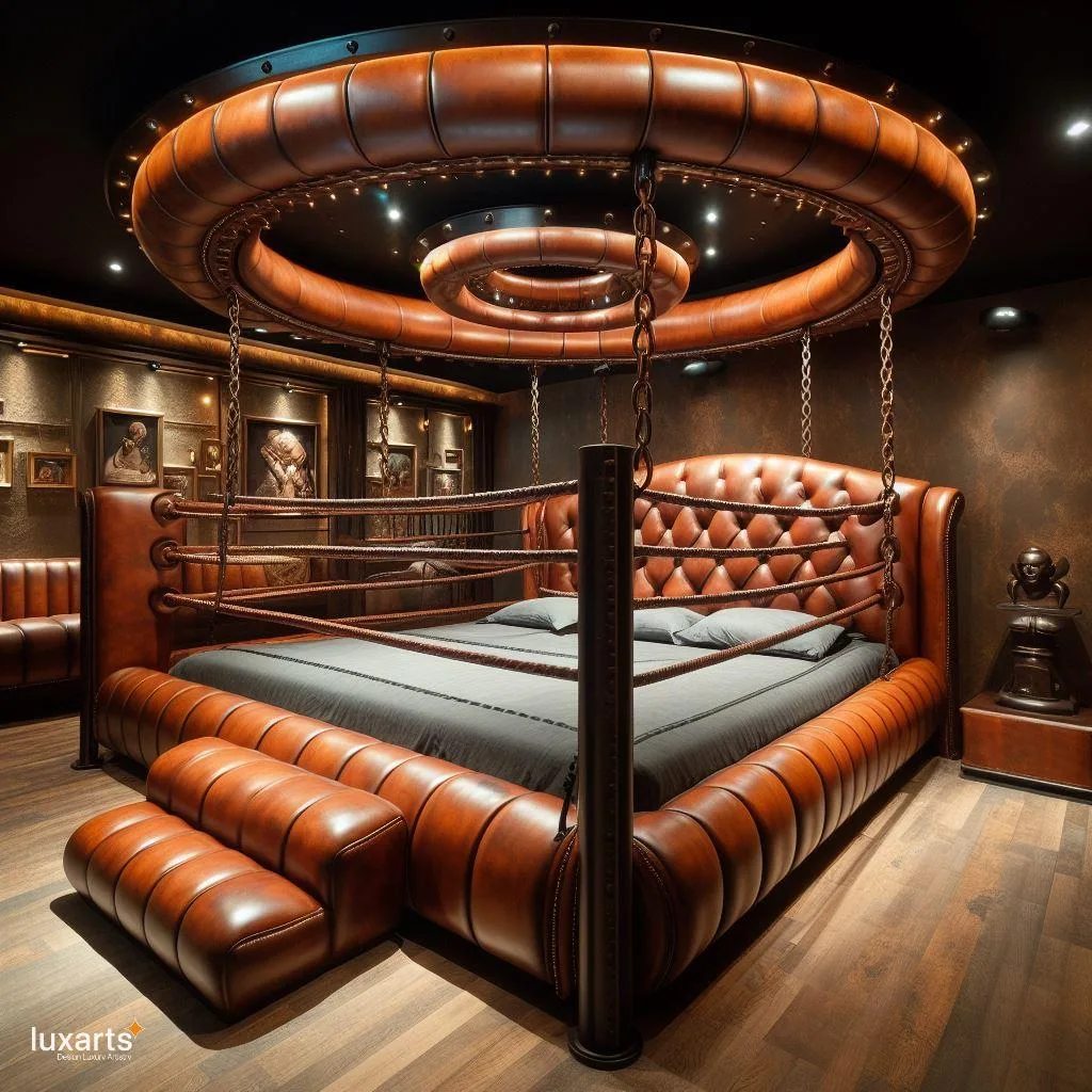 Knock Out Comfort: Boxing Ring-Inspired Bed for Athletes and Enthusiasts luxarts boxing ring inspired bed 6 jpg