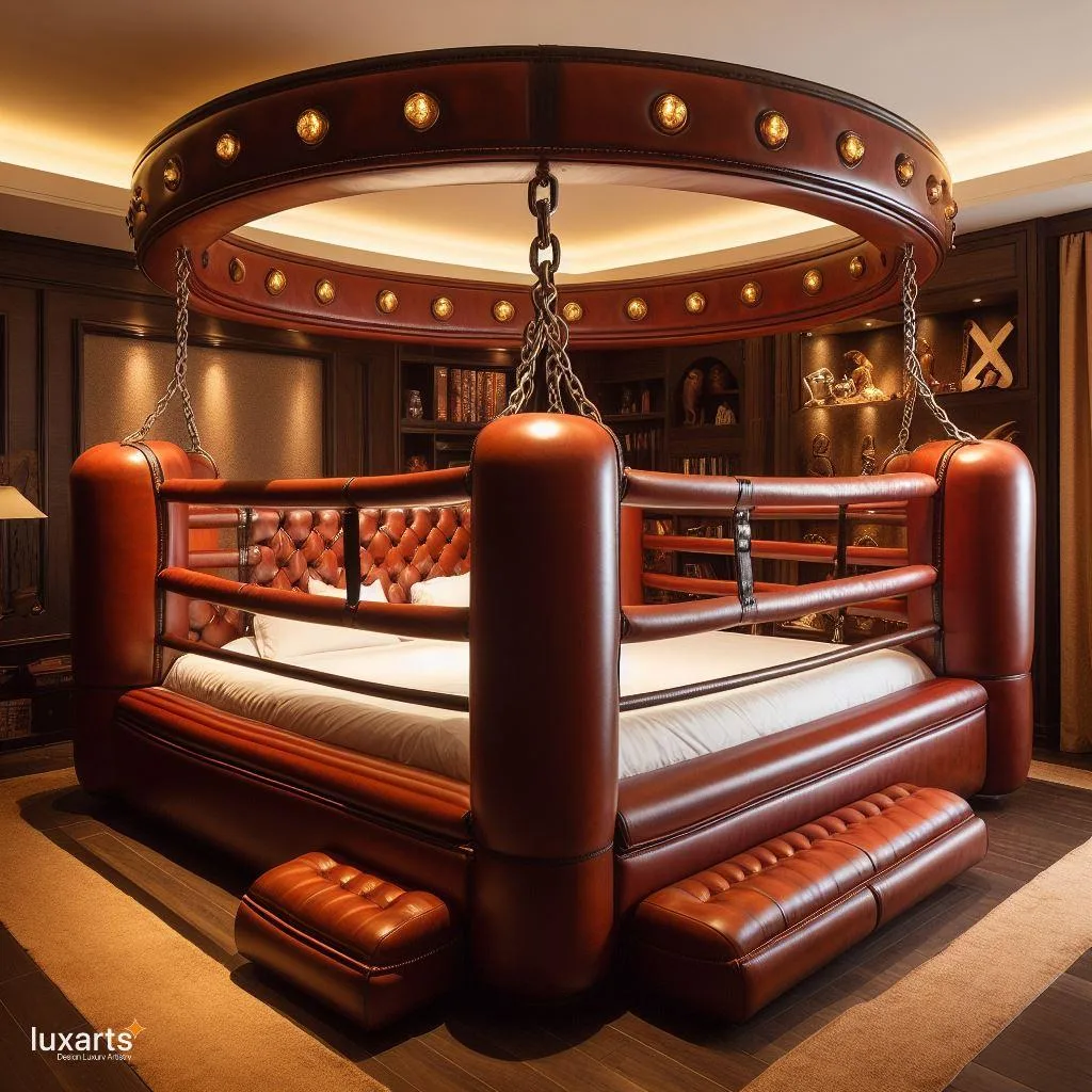 Knock Out Comfort: Boxing Ring-Inspired Bed for Athletes and Enthusiasts luxarts boxing ring inspired bed 7 jpg