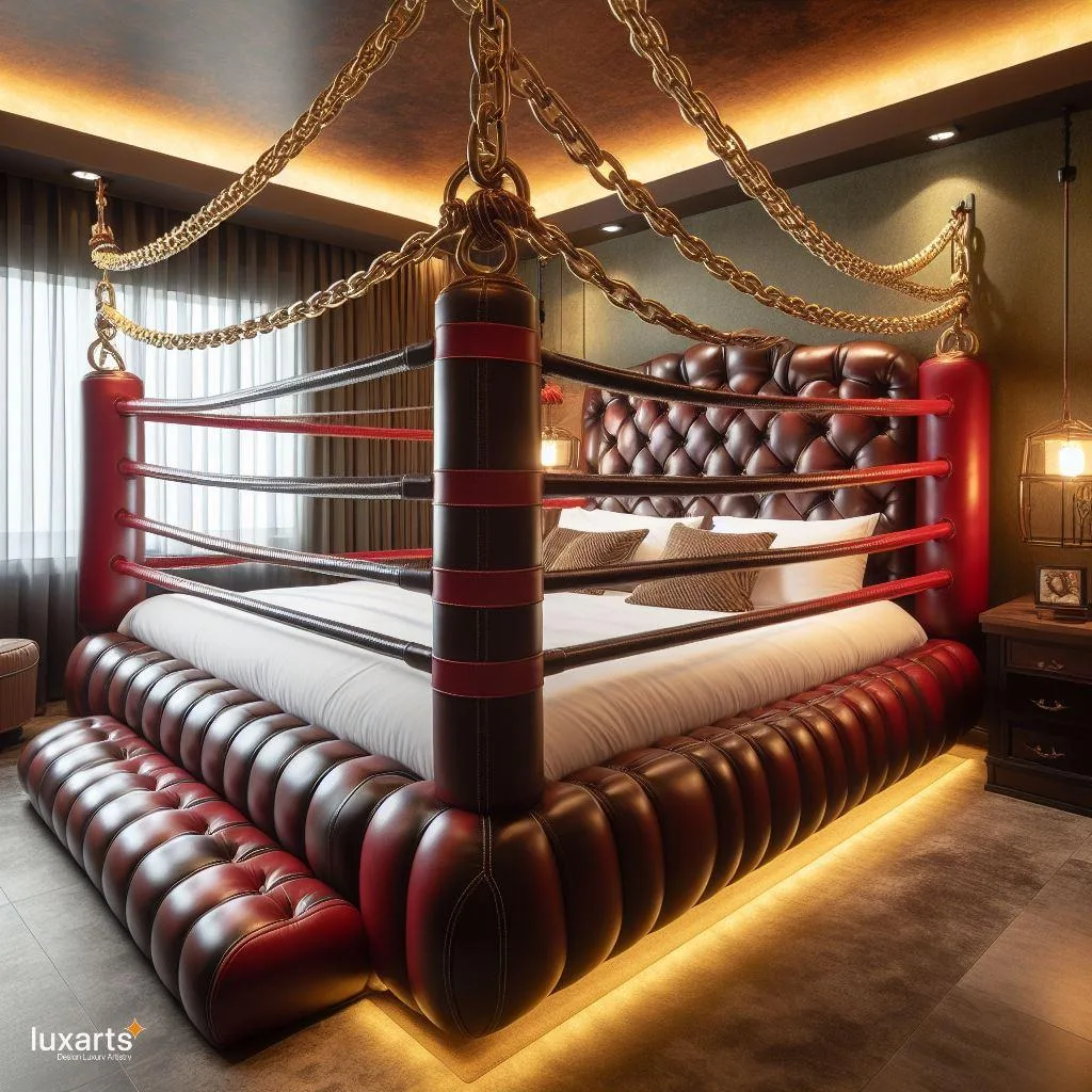 Knock Out Comfort: Boxing Ring-Inspired Bed for Athletes and Enthusiasts luxarts boxing ring inspired bed 9 jpg