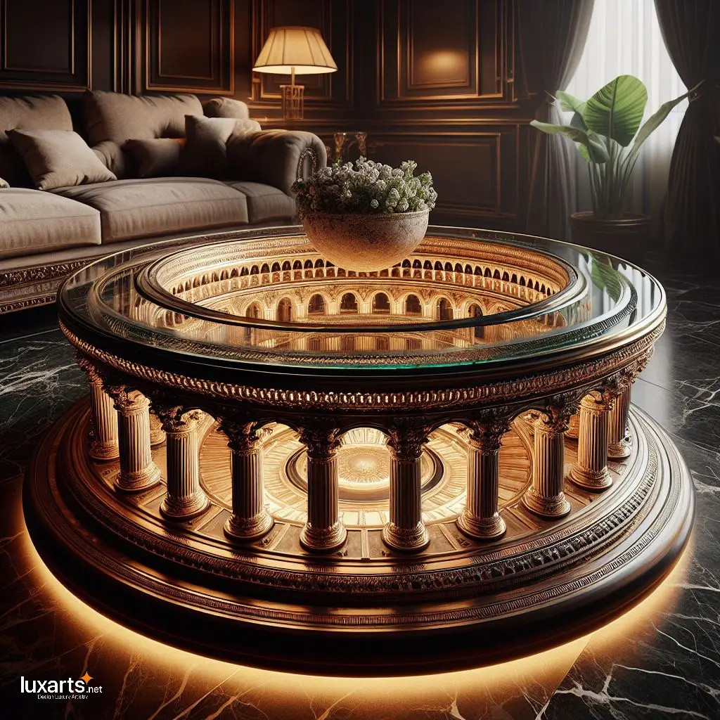 Roman Elegance: Colosseum-Shaped Coffee Table for Timeless Living Room Decor luxarts colosseum shaped coffee table 3