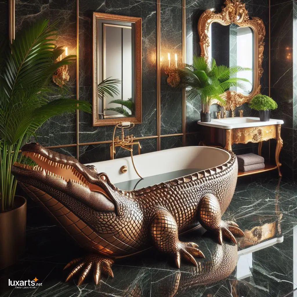 Crocodile Shaped Bathtub: Luxury Bathing with a Wild Twist luxarts crocodile bathtub 1