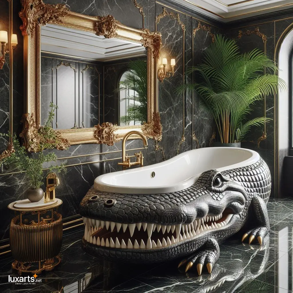 Crocodile Shaped Bathtub: Luxury Bathing with a Wild Twist luxarts crocodile bathtub 12