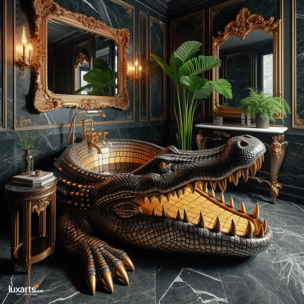 Crocodile Shaped Bathtub: Luxury Bathing with a Wild Twist luxarts crocodile bathtub 2