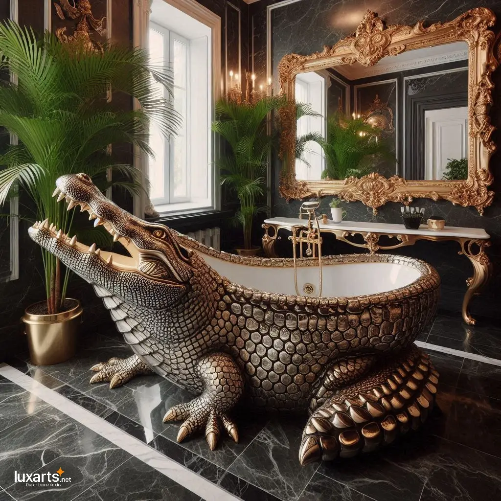 Crocodile Shaped Bathtub: Luxury Bathing with a Wild Twist luxarts crocodile bathtub 3
