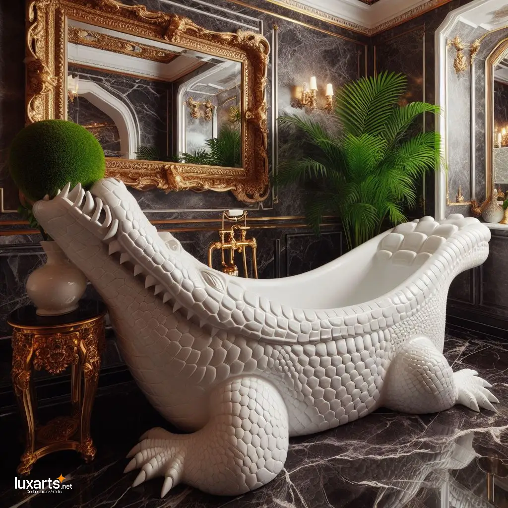 Crocodile Shaped Bathtub: Luxury Bathing with a Wild Twist luxarts crocodile bathtub 4