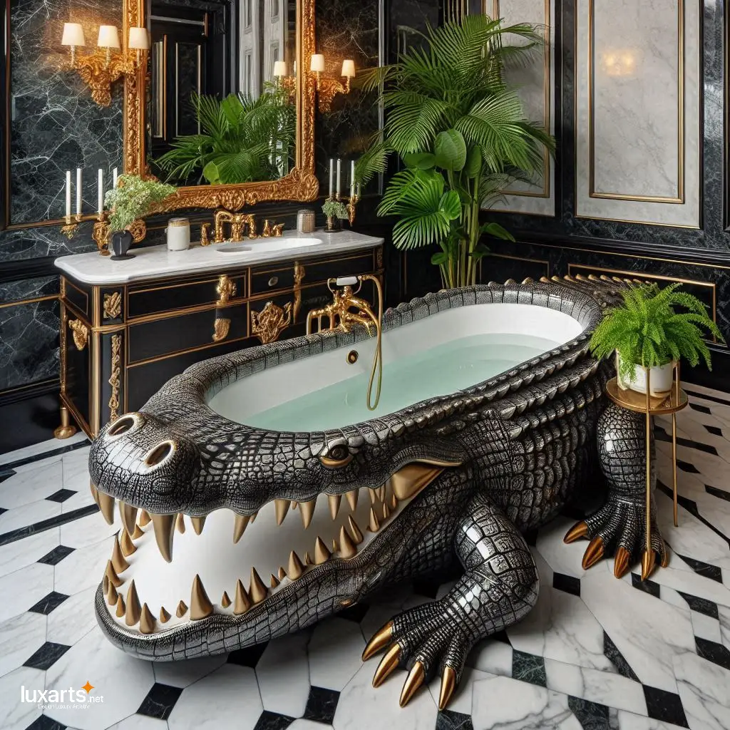 Crocodile Shaped Bathtub: Luxury Bathing with a Wild Twist luxarts crocodile bathtub 5