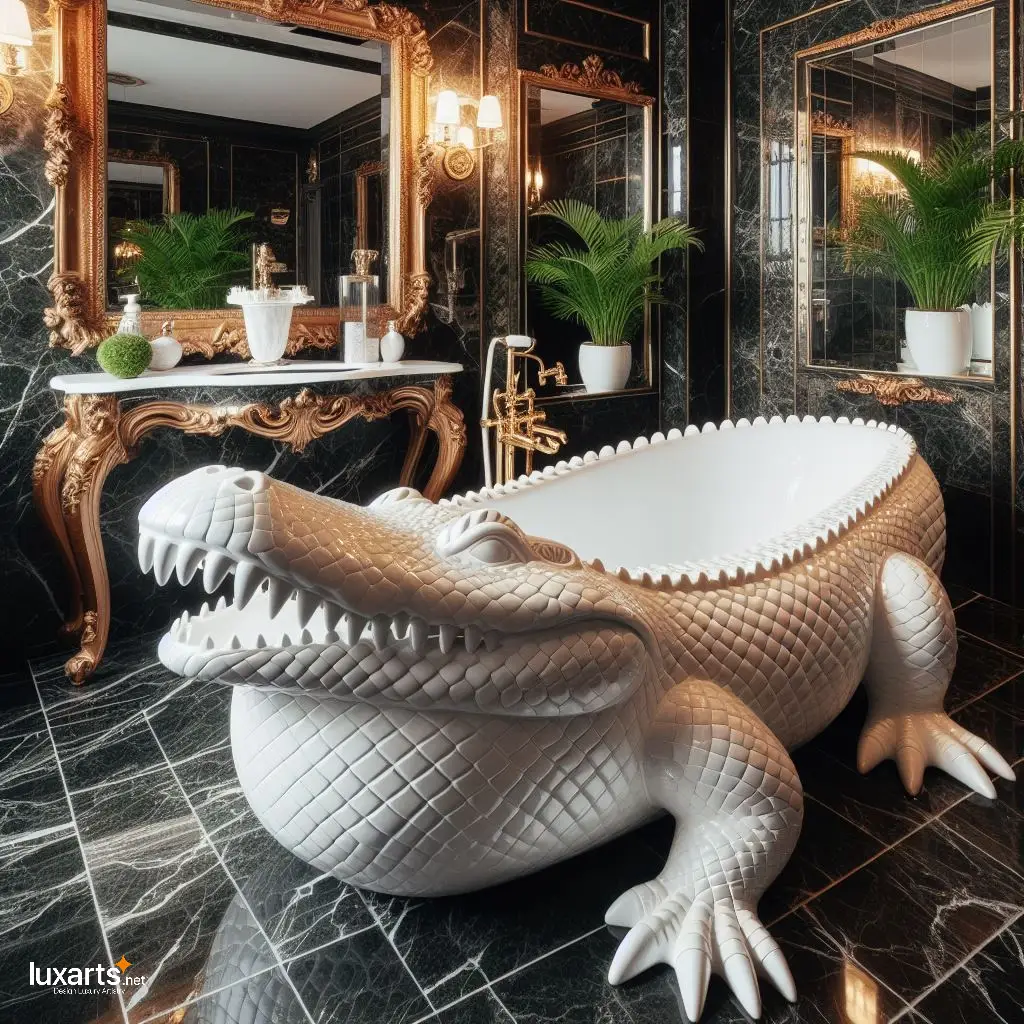 Crocodile Shaped Bathtub: Luxury Bathing with a Wild Twist luxarts crocodile bathtub 6