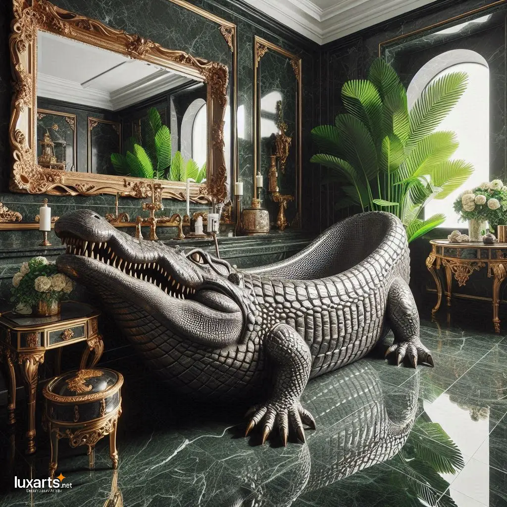 Crocodile Shaped Bathtub: Luxury Bathing with a Wild Twist luxarts crocodile bathtub 7