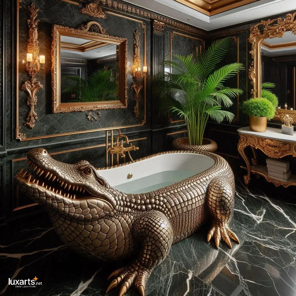 Crocodile Shaped Bathtub: Luxury Bathing with a Wild Twist luxarts crocodile bathtub 8