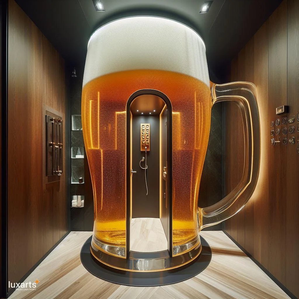 Brews & Bliss: Cup of Beer-Shaped Standing Bathroom for Hoppy Relaxation luxarts cup of beer shaped standing bathroom 1 jpg