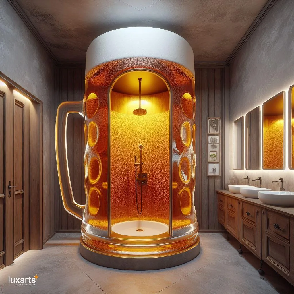Brews & Bliss: Cup of Beer-Shaped Standing Bathroom for Hoppy Relaxation luxarts cup of beer shaped standing bathroom 3 jpg