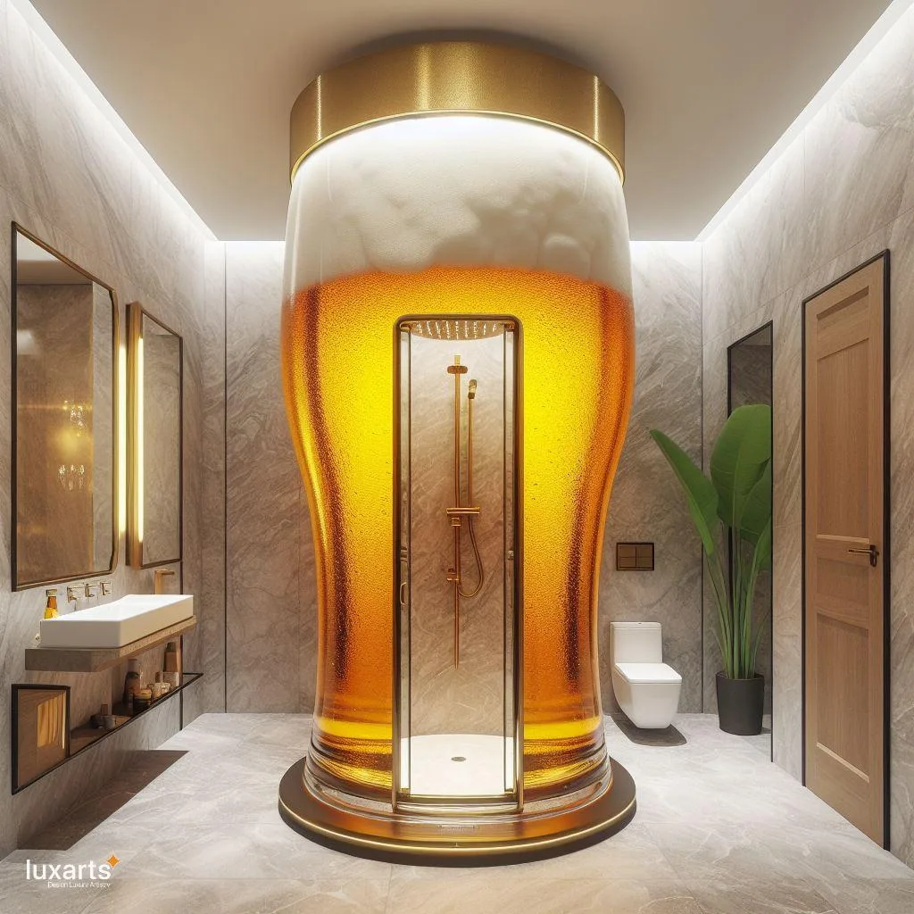 Brews & Bliss: Cup of Beer-Shaped Standing Bathroom for Hoppy Relaxation luxarts cup of beer shaped standing bathroom 4 jpg