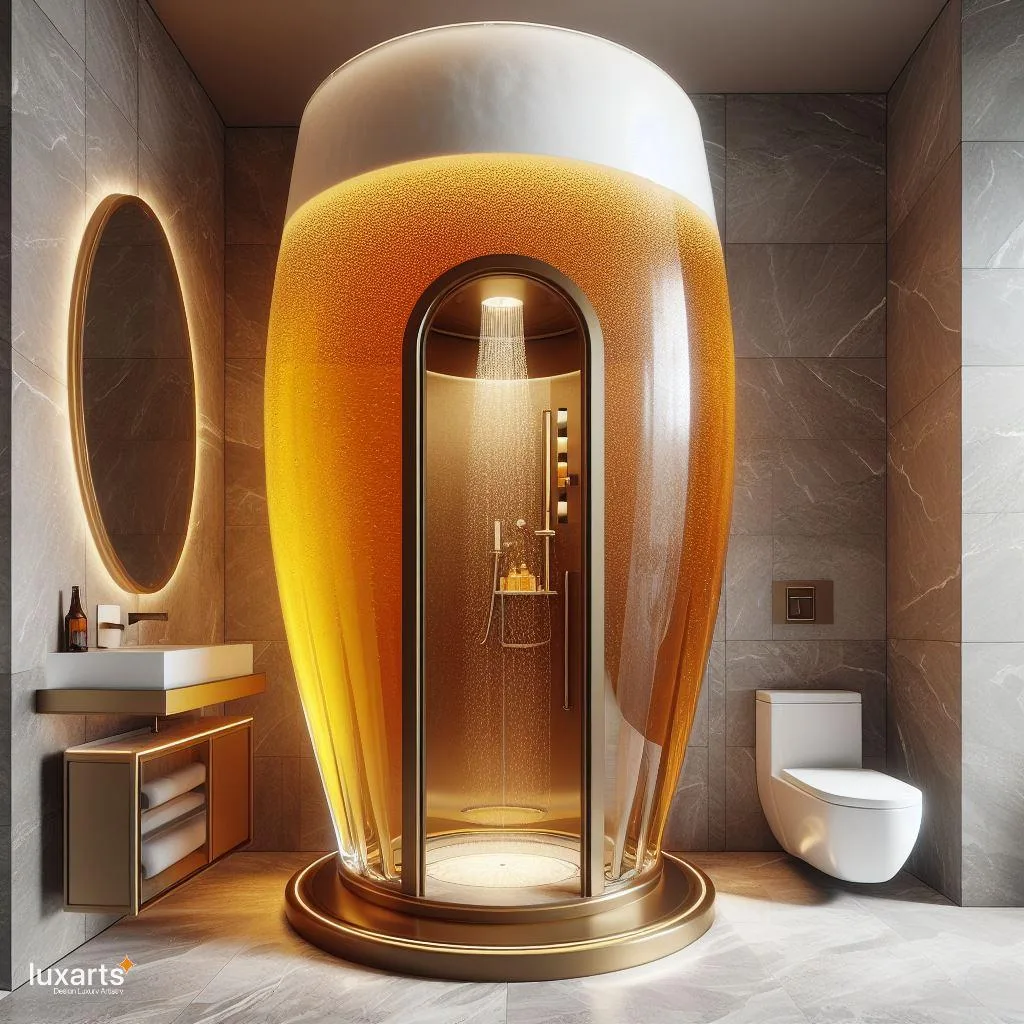 Brews & Bliss: Cup of Beer-Shaped Standing Bathroom for Hoppy Relaxation luxarts cup of beer shaped standing bathroom 5 jpg