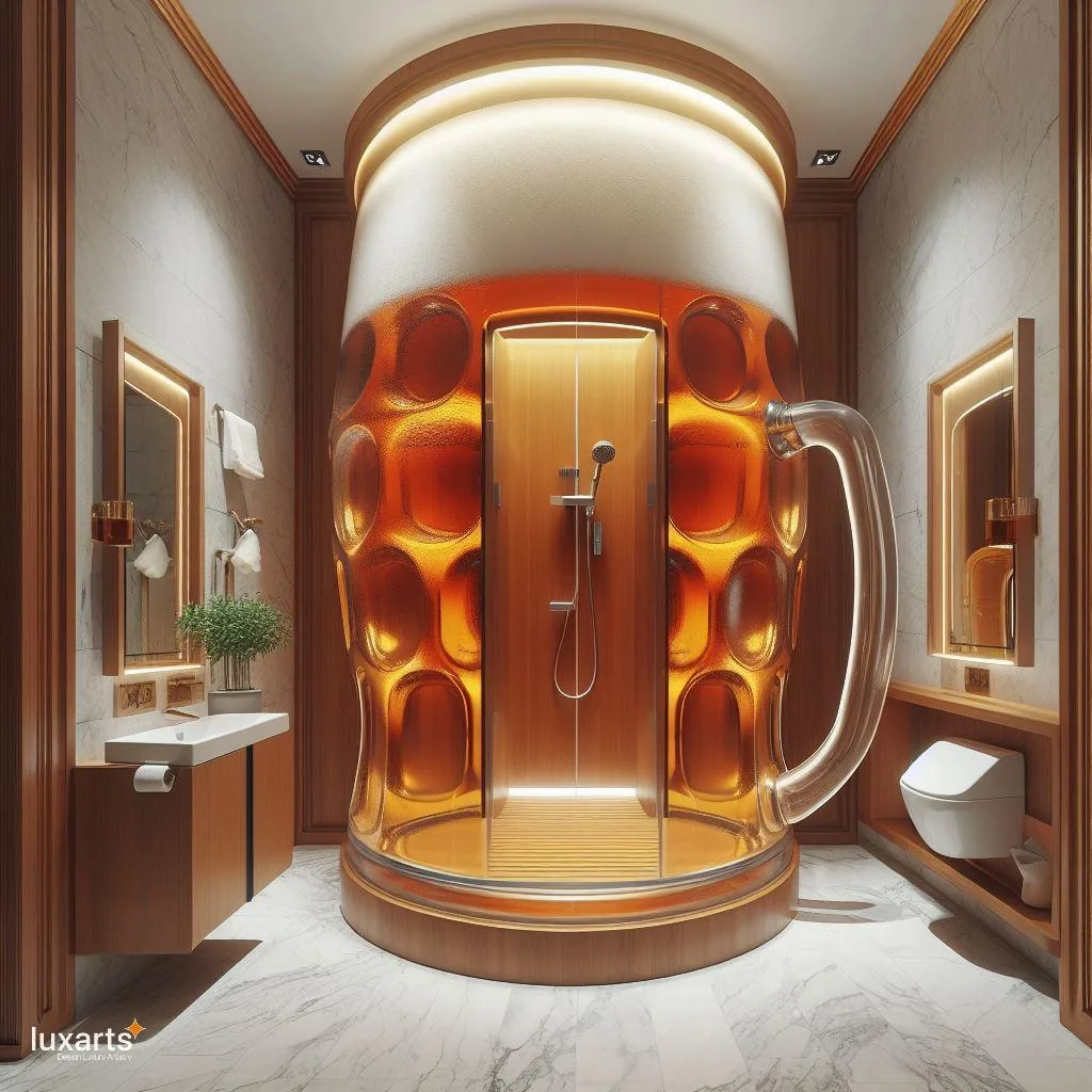 Brews & Bliss: Cup of Beer-Shaped Standing Bathroom for Hoppy Relaxation luxarts cup of beer shaped standing bathroom 6 jpg