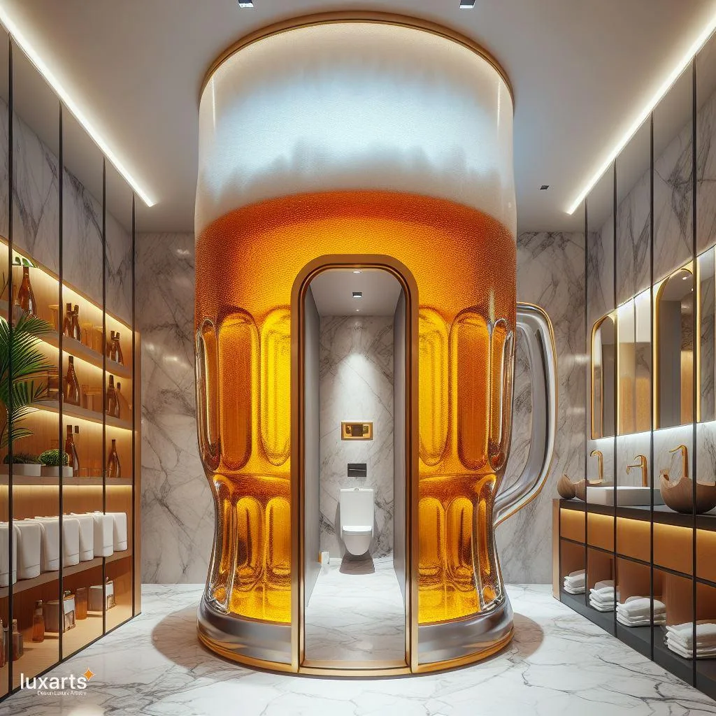 Brews & Bliss: Cup of Beer-Shaped Standing Bathroom for Hoppy Relaxation luxarts cup of beer shaped standing bathroom 8 jpg