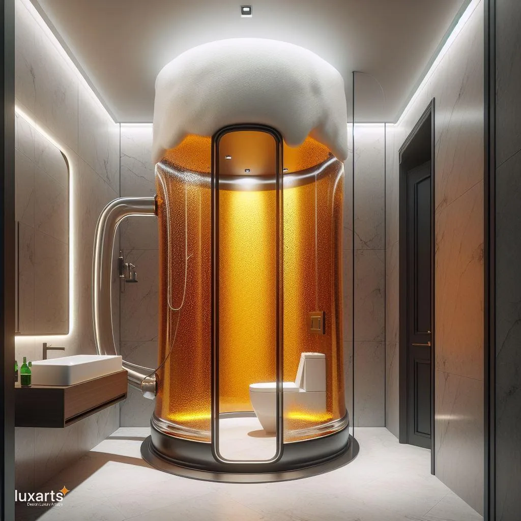Brews & Bliss: Cup of Beer-Shaped Standing Bathroom for Hoppy Relaxation luxarts cup of beer shaped standing bathroom 9 jpg