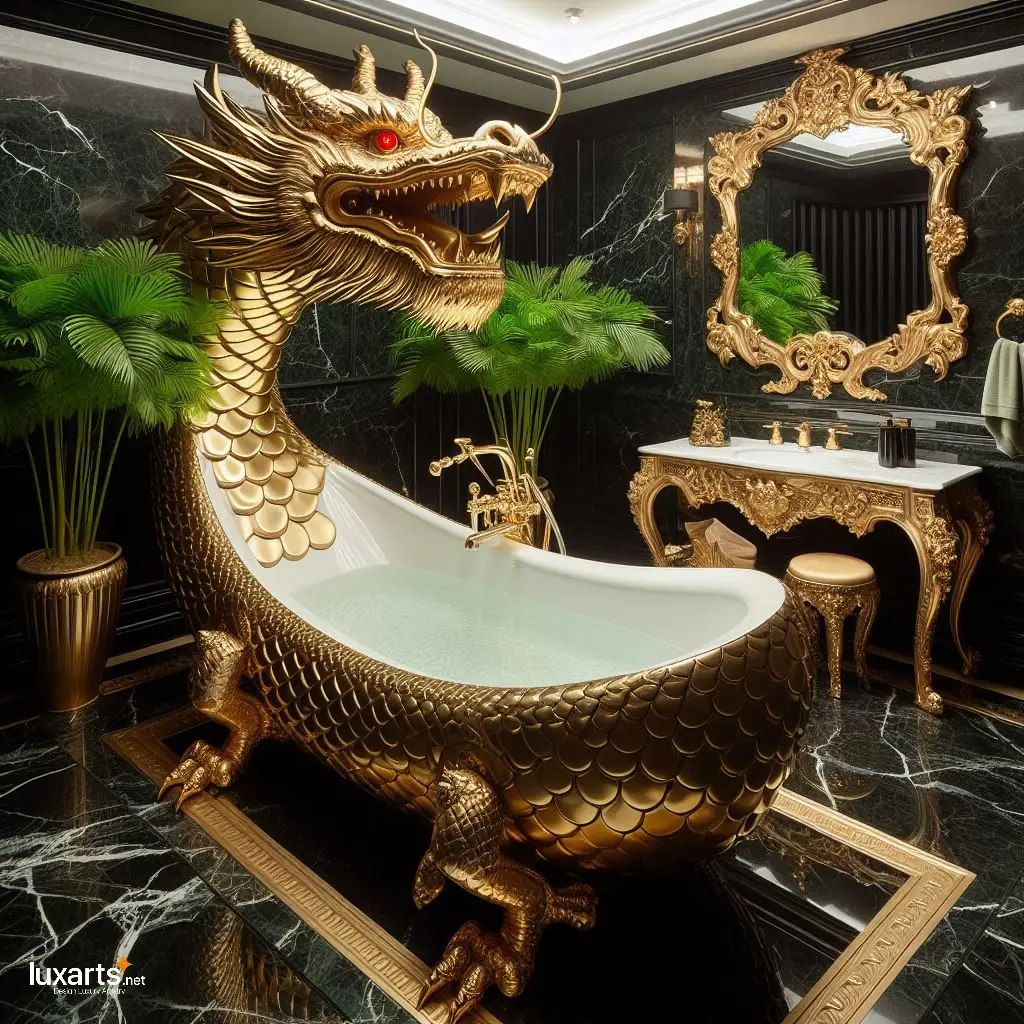 Dragon-Shaped Bathtub for Mythical Bathing Experiences luxarts dragon bathtub 1