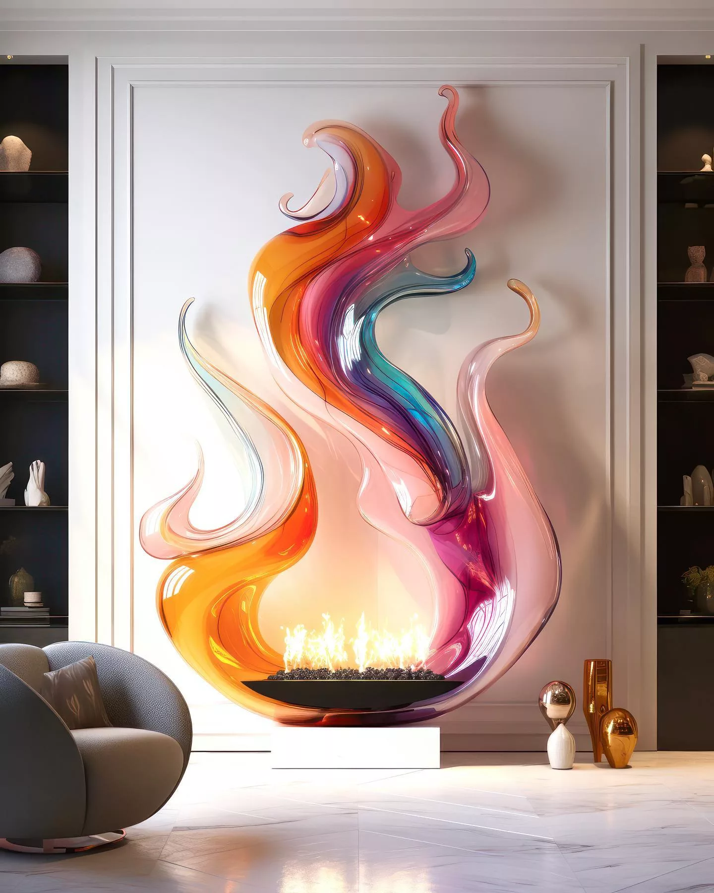 Mesmerizing Ambiance: Glass Flames Fireplace for Modern Elegance luxarts flames glass fireplace 12
