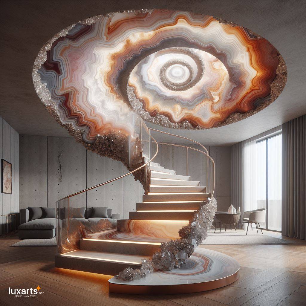 The Geode Crystal Spiral Staircase: Ascend in Elegance luxarts geode crystal spiral staircase 4