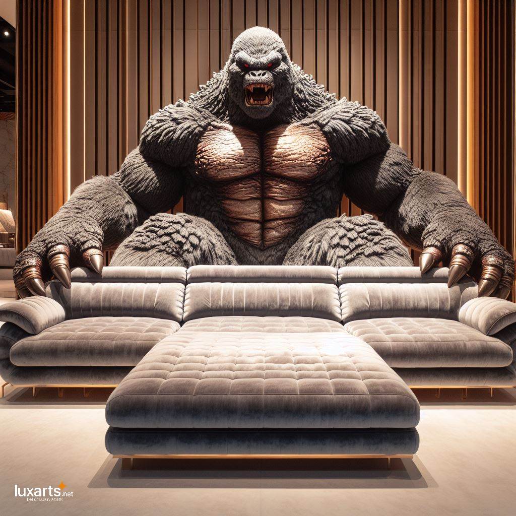 Epic Comfort: Godzilla vs. Kong Shaped Sofa for Ultimate Lounging luxarts giant godzilla vs kong shaped sofa 1