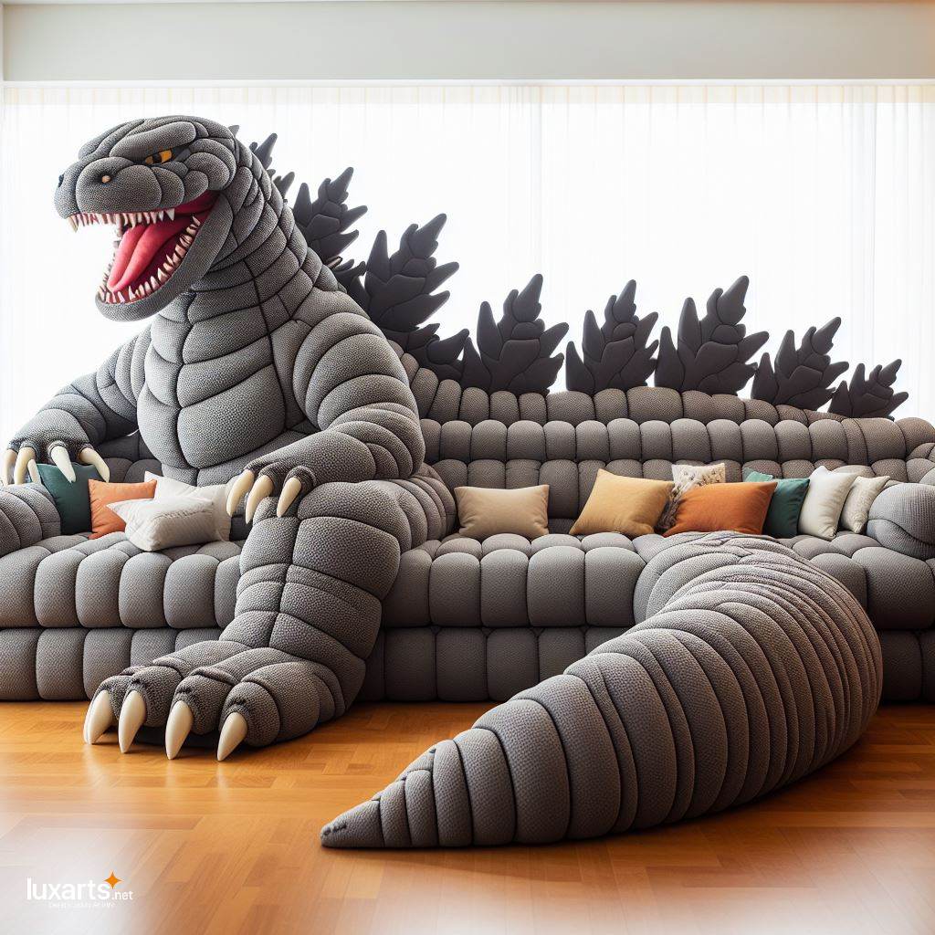 Epic Comfort: Godzilla vs. Kong Shaped Sofa for Ultimate Lounging luxarts giant godzilla vs kong shaped sofa 3