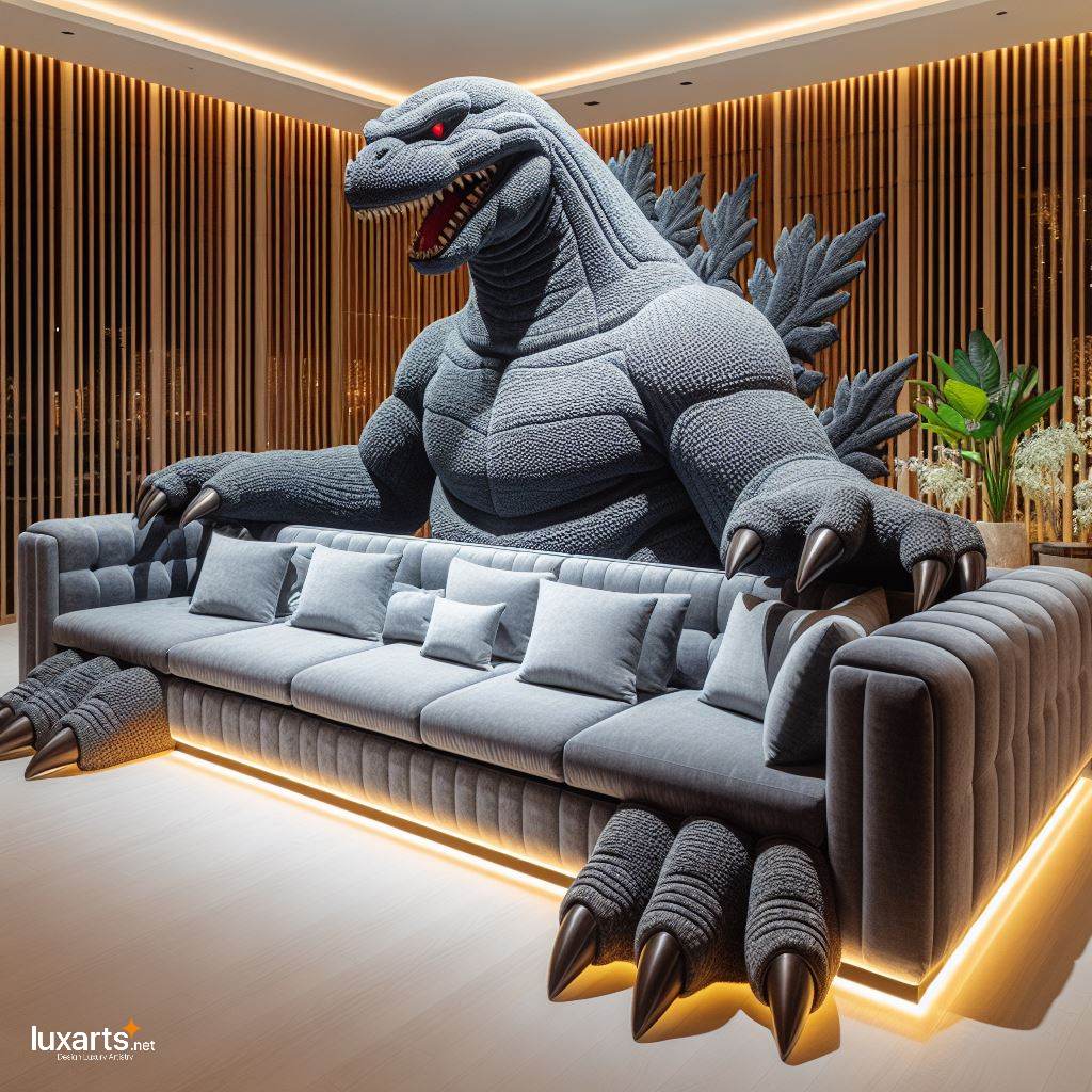 Epic Comfort: Godzilla vs. Kong Shaped Sofa for Ultimate Lounging luxarts giant godzilla vs kong shaped sofa 4