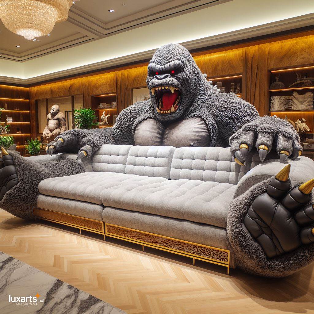 Epic Comfort: Godzilla vs. Kong Shaped Sofa for Ultimate Lounging luxarts giant godzilla vs kong shaped sofa 5