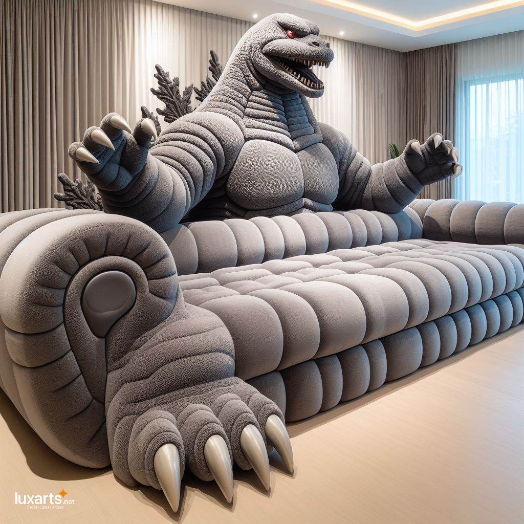 Epic Comfort: Godzilla vs. Kong Shaped Sofa for Ultimate Lounging luxarts giant godzilla vs kong shaped sofa 6