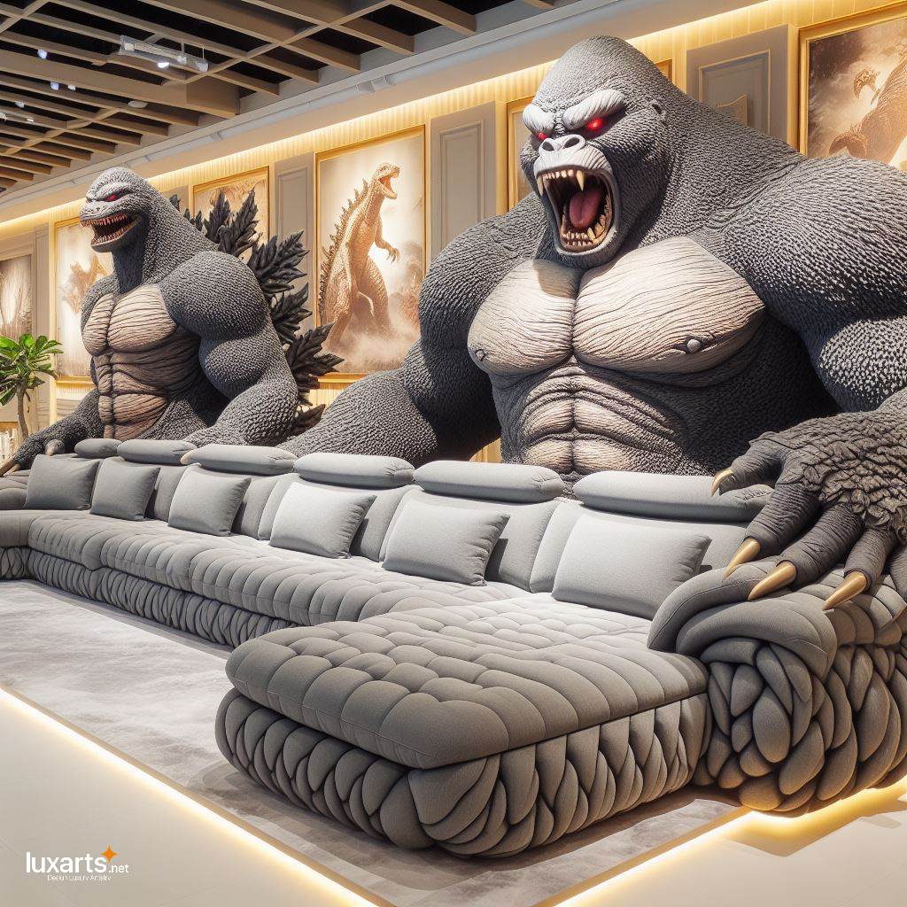 Epic Comfort: Godzilla vs. Kong Shaped Sofa for Ultimate Lounging luxarts giant godzilla vs kong shaped sofa 7