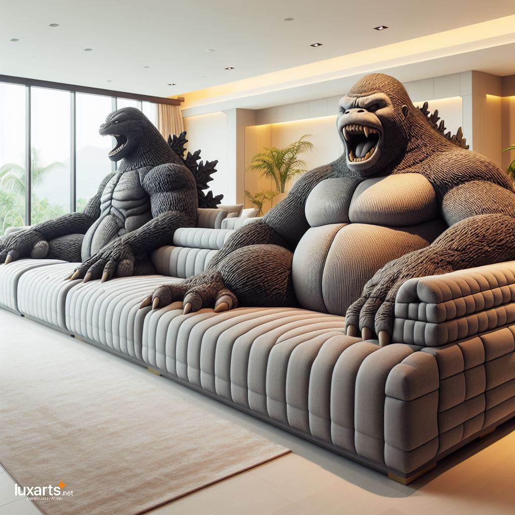 Epic Comfort: Godzilla vs. Kong Shaped Sofa for Ultimate Lounging luxarts giant godzilla vs kong shaped sofa 8