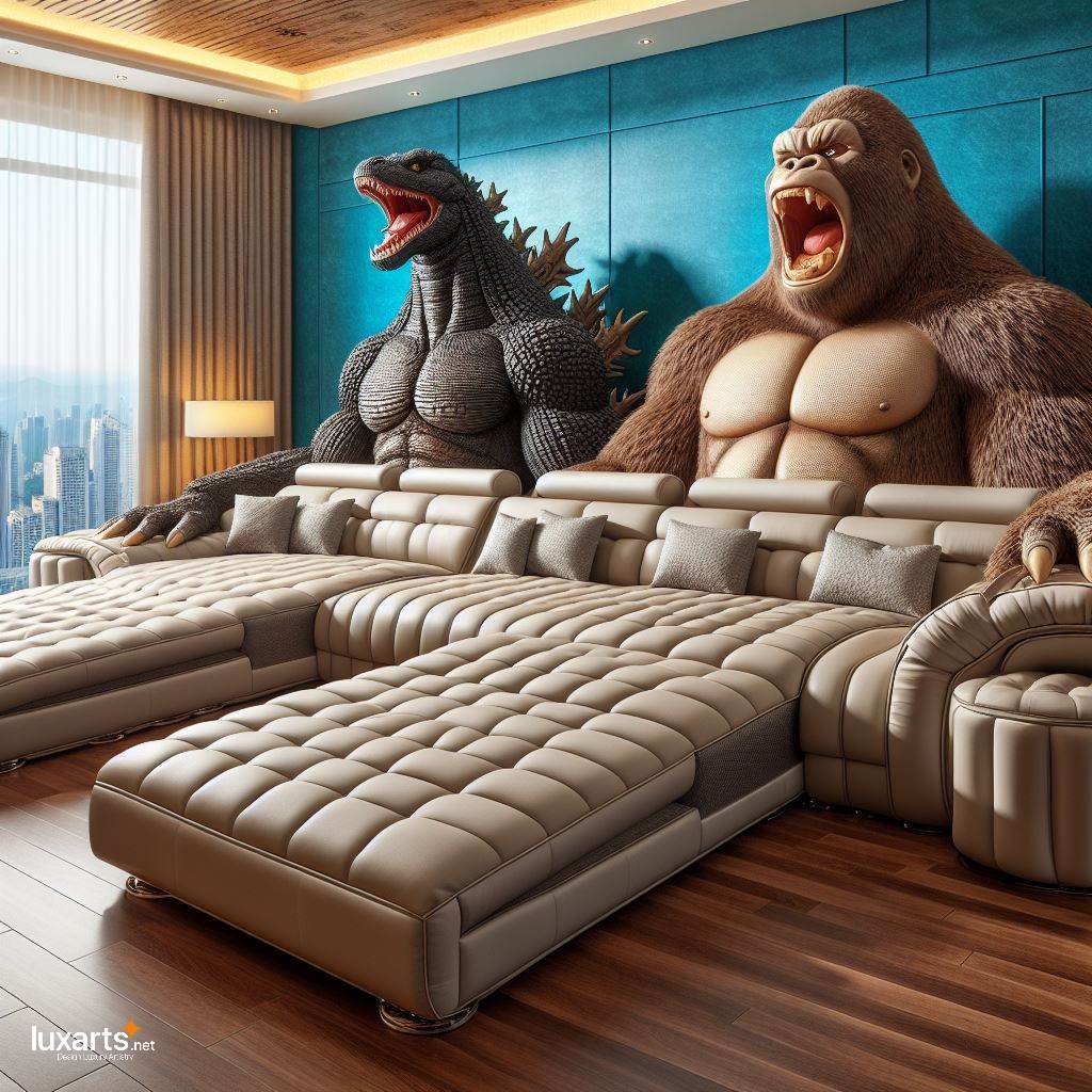 Epic Comfort: Godzilla vs. Kong Shaped Sofa for Ultimate Lounging luxarts giant godzilla vs kong shaped sofa 9