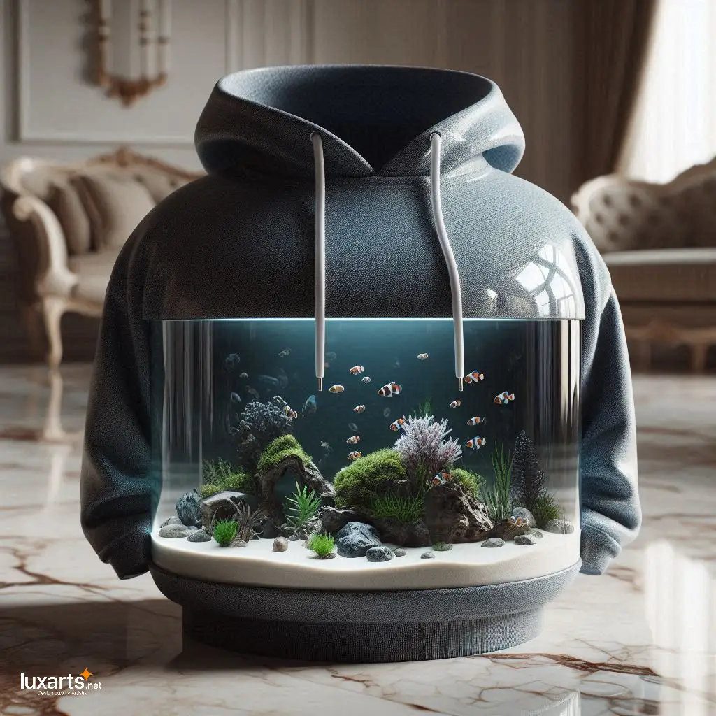 Hoodie-Shaped Aquarium: Unique Underwater Décor for Fashionable Fish luxarts hoodie aquarium 14