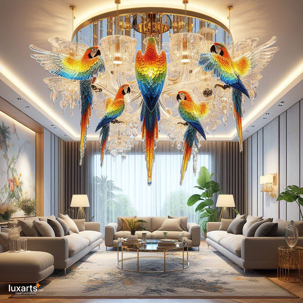 Illuminate with Elegance: Macaws Shaped Chandeliers for Avian-inspired Ambiance luxarts macaws chandeliers 10