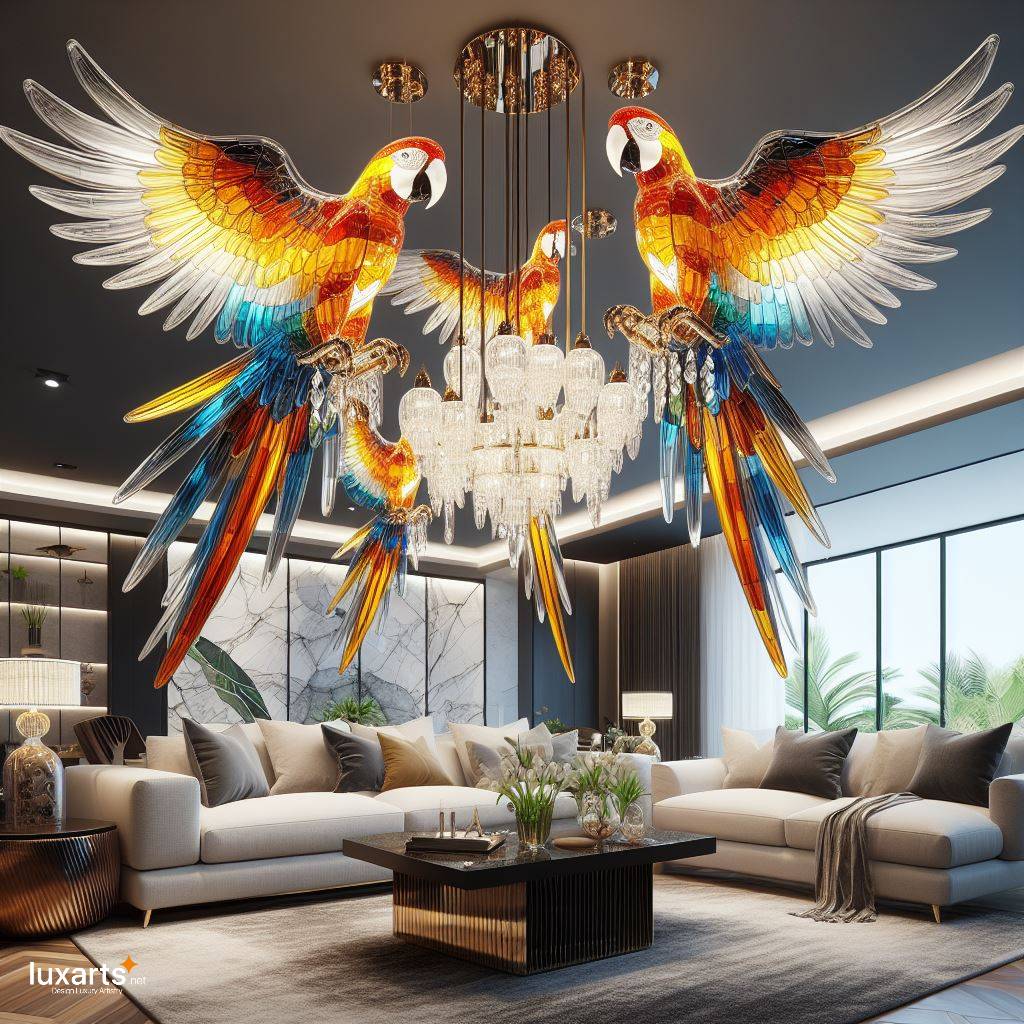 Illuminate with Elegance: Macaws Shaped Chandeliers for Avian-inspired Ambiance luxarts macaws chandeliers 9