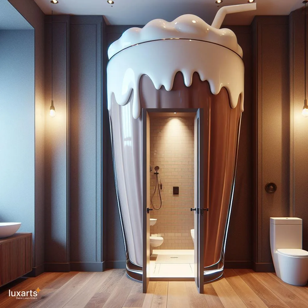 Sweet Escape: Milkshake Cup-Shaped Standing Bathroom for Whimsical Relaxation luxarts milkshake cup shaped standing bathroom 7 jpg