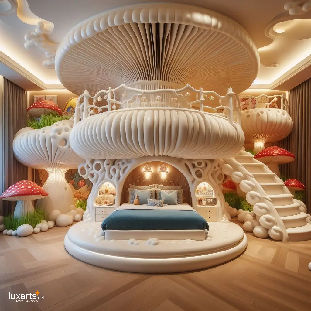 Whimsical Dreams: Mushroom Bunk Bed for Enchanted Sleepovers luxarts mushroom bunk bed 10