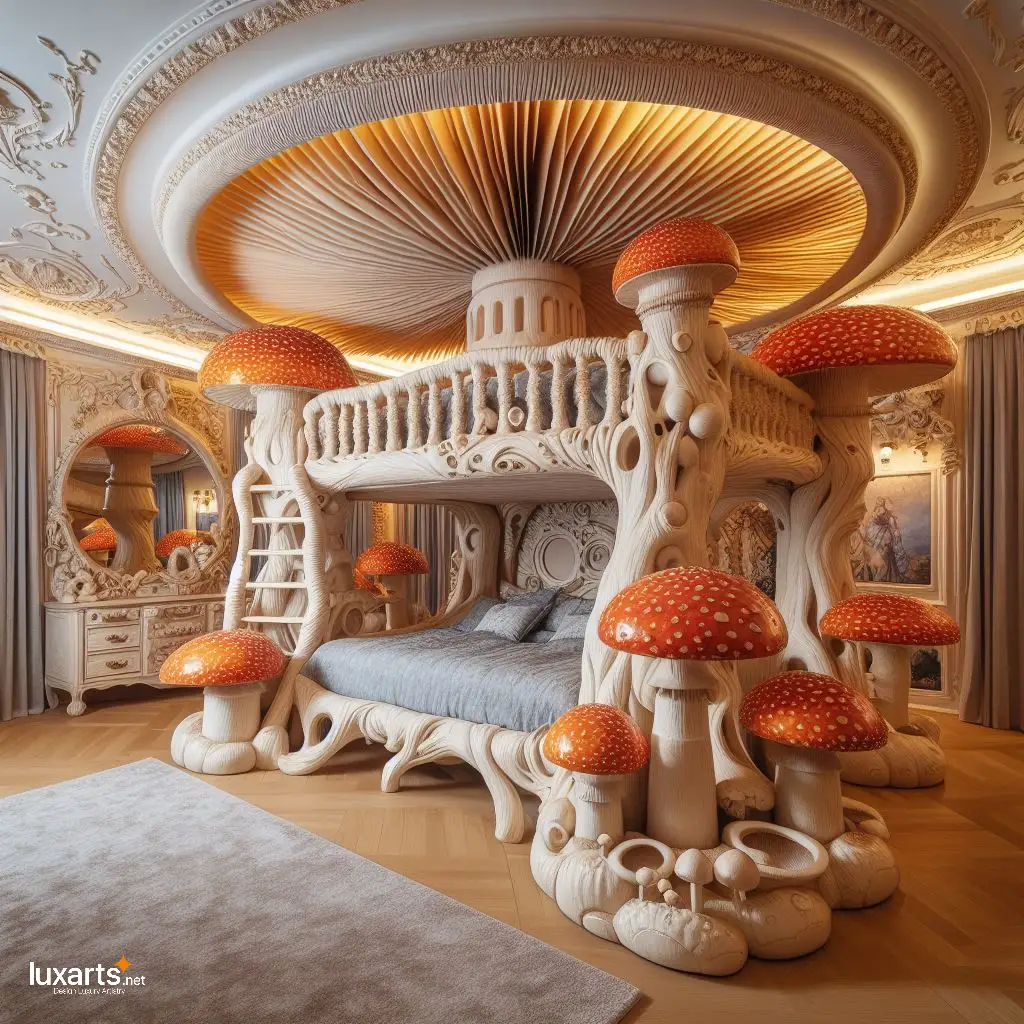 Whimsical Dreams: Mushroom Bunk Bed for Enchanted Sleepovers luxarts mushroom bunk bed 13