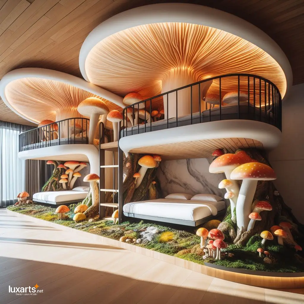 Whimsical Dreams: Mushroom Bunk Bed for Enchanted Sleepovers luxarts mushroom bunk bed 2