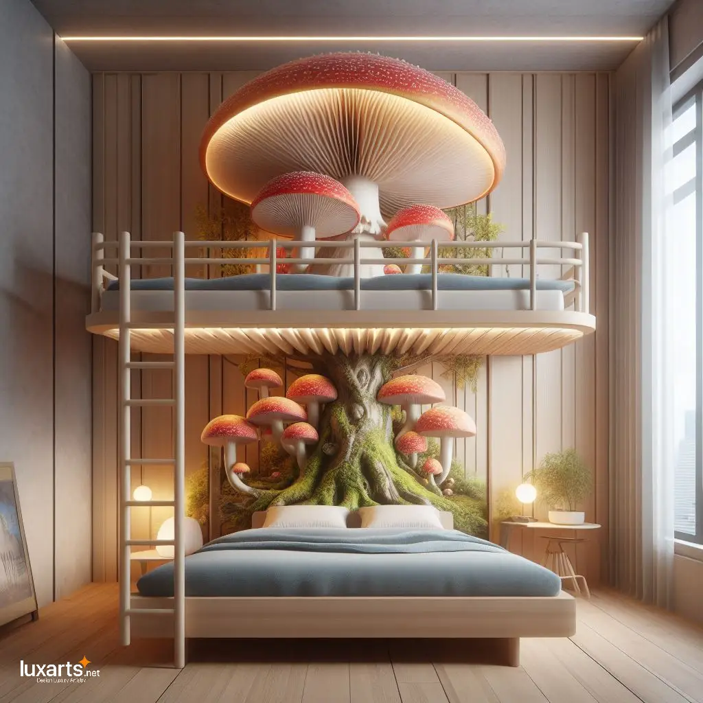 Whimsical Dreams: Mushroom Bunk Bed for Enchanted Sleepovers luxarts mushroom bunk bed 4