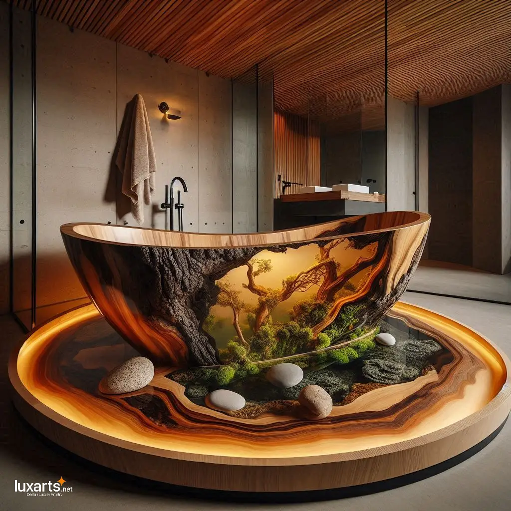 Wood and Epoxy Bathtubs Inspired by Nature: Immerse in Natural Elegance luxarts nature inspired wood and epoxy bathtubs 1
