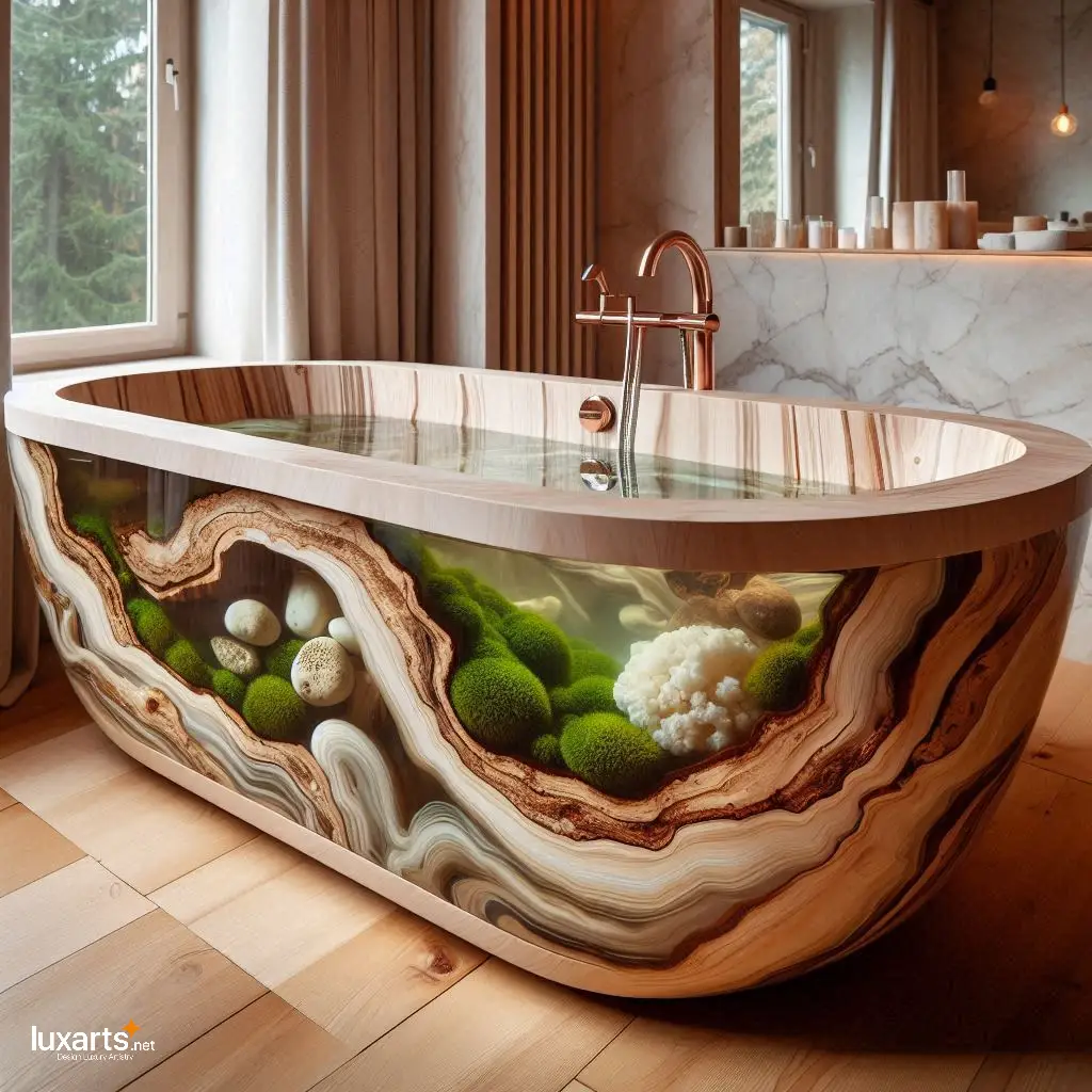 Wood and Epoxy Bathtubs Inspired by Nature: Immerse in Natural Elegance luxarts nature inspired wood and epoxy bathtubs 10