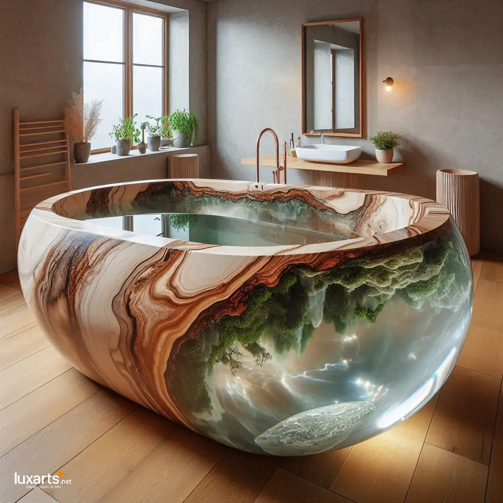 Wood and Epoxy Bathtubs Inspired by Nature: Immerse in Natural Elegance luxarts nature inspired wood and epoxy bathtubs 11
