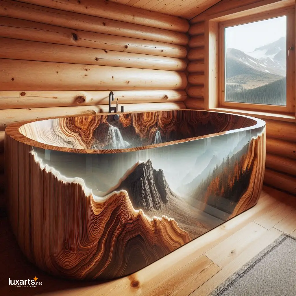 Wood and Epoxy Bathtubs Inspired by Nature: Immerse in Natural Elegance luxarts nature inspired wood and epoxy bathtubs 12