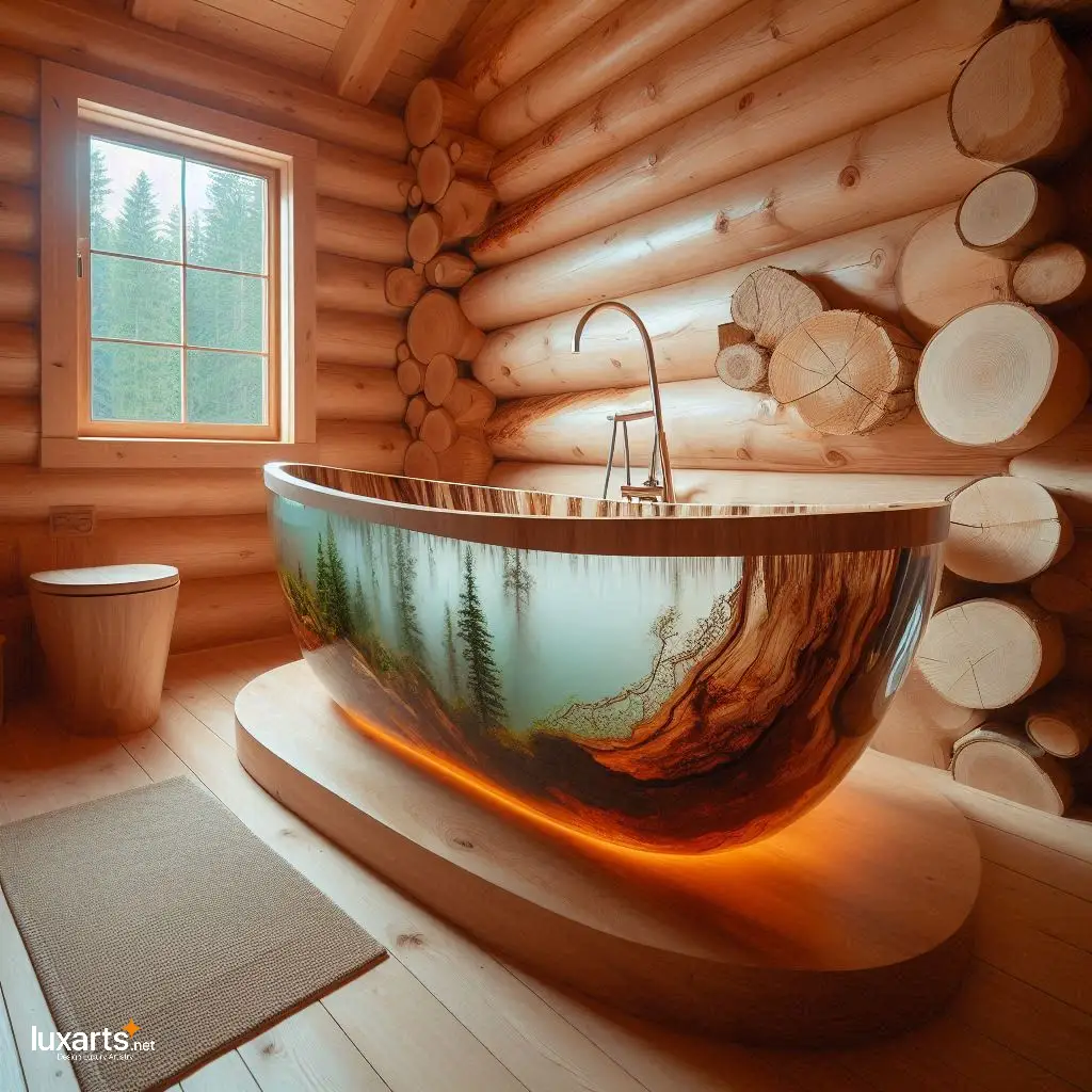 Wood and Epoxy Bathtubs Inspired by Nature: Immerse in Natural Elegance luxarts nature inspired wood and epoxy bathtubs 13